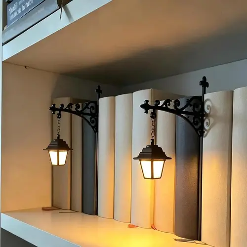 Library Lantern-Decorative Bookshelf Lighting, Miniature Hanging Shelf Lamp, Warm LED Nightlight, Reading Nook Literary Decor,Halloween decorations,sohochic