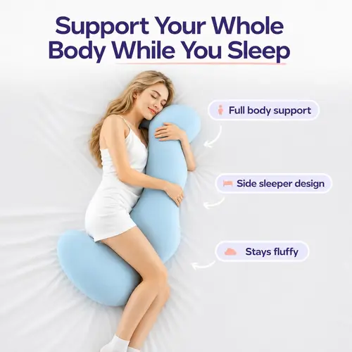 Ultra Soft Cooling Velvet Cloth Full Body Pillow - Ergonomic Pregnancy Pillow with Cooling Effect, Posture Support for Side Sleeping, Relieves Back Hip Leg Discomfort, Breathable for All-Night Sleep (Summerwins),sohochic
