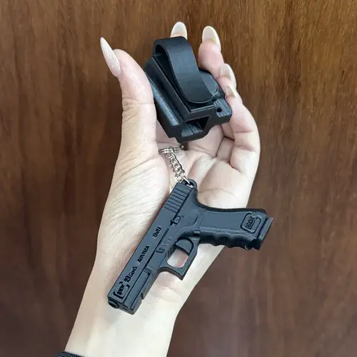 3D Printed P*stol & Holster Keychain,Pocket-Style Novelty Key Ring,Gift for Men