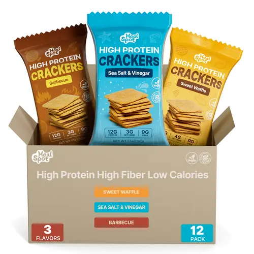 Healspot High Protein Crackers | 12g Protein, 9g Fiber | Low Carb Healthy Snack | 12 Variety Pack