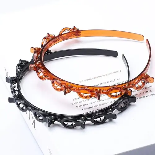 Women's 2pcs Clip-On Plastic Headbands - Funky Hoop Shape, Minimalist Daily Fashion Female Hair Accessories, Multi-Use Headbands with Clips, Distinct Fastener, Ideal for Mother's Day