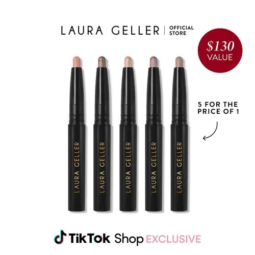 Laura Geller Always There Eyeshadow Sticks 4 - 5PC Value Kit - Easy Application  - 4 For The Price of 1 - Crease-Proof Eyeshadow Sticks – Easy-Blend Shimmer & Matte Set for Hooded Eyes & Mature Skin