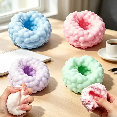 Crunchy Beaded Squishy Ball, Soft Smoothie Squeeze Toy for Stress Relief, Desk Toy & Party Favors for Adults & Teens