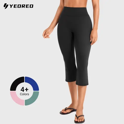 YEOREO Ease 21" Capri Flare Leggings for Women Buttery Soft High Waisted Bootcut Yoga Pants Workout Cropped Comfy Pants with Hidden Scrunch & Tummy Control, Women's Clothes, Capri Pants tiktokshopbacktoschool,back to school,back to school haul,sohochic