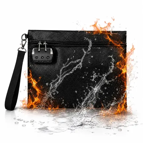 Fireproof, Heat-Resistant Document Bag with Lock, 4-Layer Heat-Insulating Construction, Durable Zipper Closure, 14x10x1 Inch Business Holder for Cash, Passport, Legal Papers (Men's Clutch Bag for Home Office),sohochic