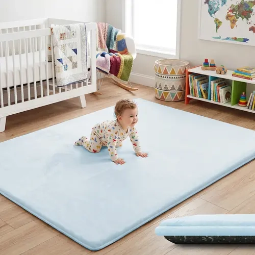 1.5" Thick Baby Play Mat for Floor, Pro Soft Flannel Foam Mats Toddler Infant Kids Crawling for Nursery Rug Playroom Living Room Waterproof Easy Care Non-Slip