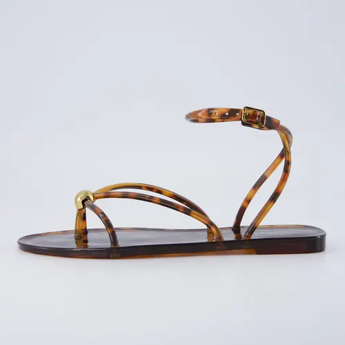 Cushionaire Vita Jelly Sandals for Women | Casual Lightweight Women's Strappy Sandals with Adjustable Buckle Strap and Gold Hardware Accent