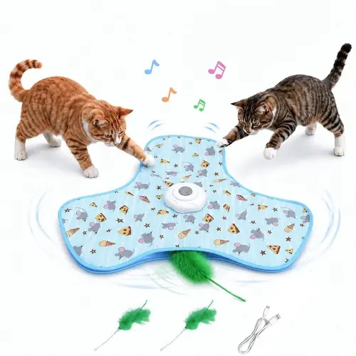 Kawiwi Interactive Moving Feather Hunting Cat Toy, Rechargeable 1200mAh Long Battery, Hide-and-Seek Teaser with Moving Concealed Feathers, Real Bird Squeak, Touch-Activated, Mental Stimulation, Exercise for Indoor Cats