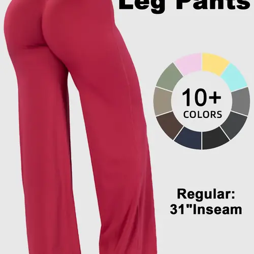 GYMER Sav Wide Leg Pants Mid Rise Waisted Flare Yoga Pants Tummy Control Butt Lifting Stretchy Lounge Athletic Pants Gym Sportswear Bottoms