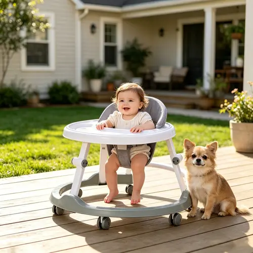 Baby Walker for Toddlers - Adjustable, Anti-Rollover, Foldable with Wide Stable Base (Prevents Bow Legs), Silent Rolling Wheels, 1-Hand Fold Design andador para bebes first steps
