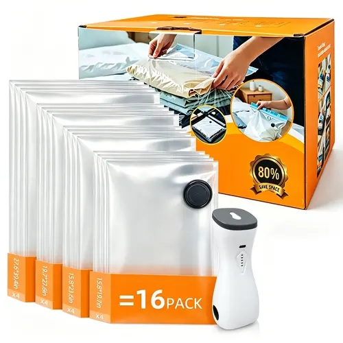 Vacuum Storage Bags with 2-in-1 Wireless Rechargeable Air Pump, Inflate & Deflate Dual Use Space Saver Compression Bags for Travel Luggage, Clothes & Closet Storage, Vacuum Sealer Bags, 15.8*19.7In