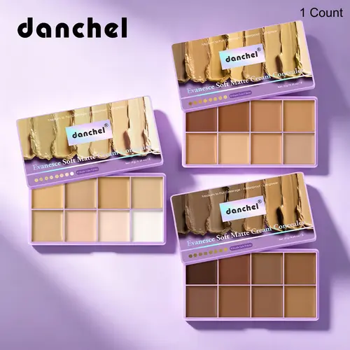 8-Color Matte Cream Base Corrector and Concealer Palette - Longwear, Waterproof, Full-Coverage, Additive-Free Assorted Shades Concealer & Foundation for Color Correction, Contour Highlighting, Daily Commute, Dark Tattoo Coverage,sohochic