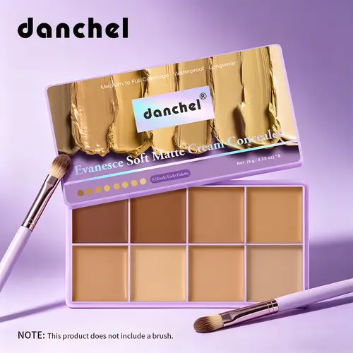 8-Color Matte Finish Concealer Palette, Corrector Concealer, Color-Correcting & Contour Highlighting, Waterproof, Covers Dark Tattoos, Ideal for Daily Commute, Full-Coverage Concealer Cosmetic,sohochic