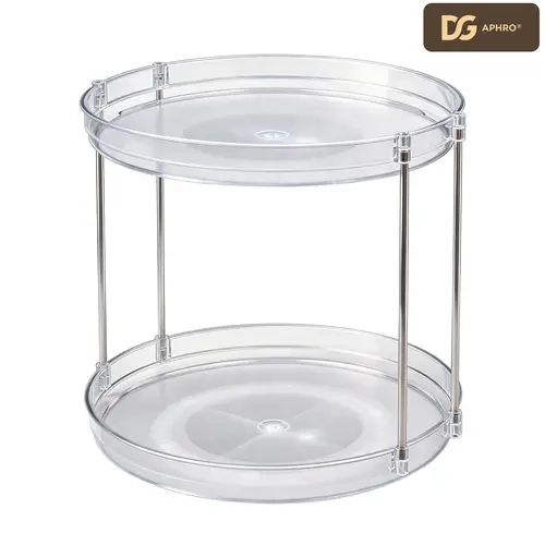 DGAPHRO Rotating Spice Rack Lazy Susan Turntable Organizer, 2-Tier 9.92 In Adjustable Storage Organization for Cabinet Kitchen Countertop & Pantry Spice Shelf Cookout Rack.