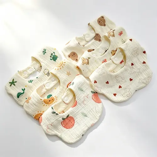 6pcs Ultra Soft Infant Baby Feeding Bibs, Suitable for Ages 0-3 Years, Adjustable Size, Washable Machine Wash, Newborn Cloth Saliva Towel