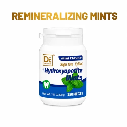 DC24 Daily Care Xylitol+HAP Cool Mint Candy Mints, Sugar-Free Low-Calories Teeth Care Treats, Fresh Breath Solution for After Coffee & Meals, 150 Pieces