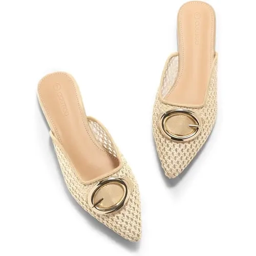 Coutgo Women's Woven Raffia Mules - Pointed Toe Slip-On Ankle Footwear with Metal Detail, Basic Lightweight Rubber-Soled Summer Casual Flats,back to school,back to school haul,sohochic