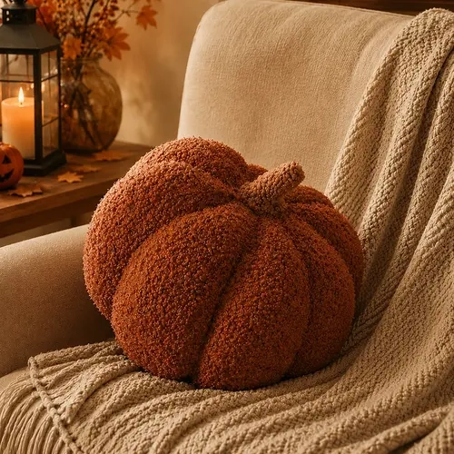 1PC 3D Sherpa Pumpkin Shaped Plush Pillow | decorative cushion | Cozy Fall Farmhouse Couch Decor Aesthetic | All-Season Home Essential & Holiday Must-Have 🍂 Perfect Gift Choice for Friends & Family