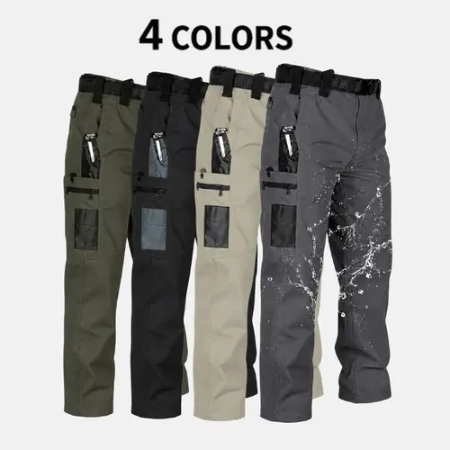 ZUMJOFO Men’s Tactical Cargo Work Pants, 230 GSM Durable Fabric, Multiple Pockets and Zipper Closures, Outdoor Pants for Work, Fishing, Hiking and Camping, Suitable for Spring and Fall