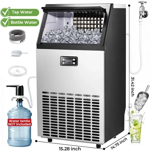 Kismile 2026 Upgraded Commercial Ice Maker Machine, 66lbs/80lbs/100lbs/120lbs 24H Output, Self-Cleaning Stainless Steel Freestanding Unit with LCD Control for Commercial Users, Bar & Outdoor Activities,home essentials,sohochic
