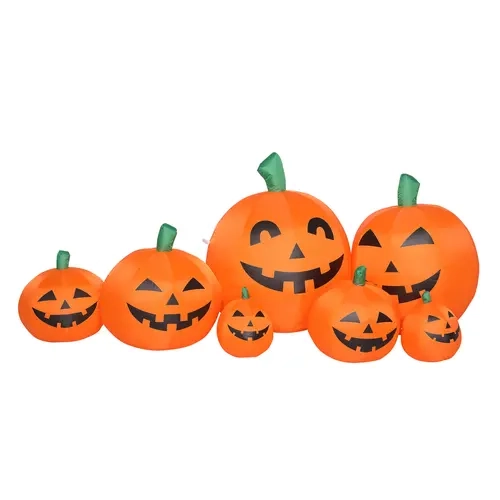 Ubesgoo 7ft Classic LED Decorative Lights & Pumpkin Inflatable Halloween Decor Set - Festival Decorations, Halloween Things, Outdoor Patio Supplies, Includes 1 Pumpkin Inflatable, Ropes, 300g Sandbag, 2x1m Pull Cords