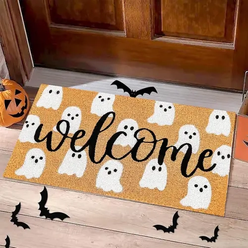 Cute Halloween Decorative Rug Mat - Non-Slip, Wrinkle Resistant, Low Profile, Durable, Dustproof, Fade-Resistant All-Weather Entryway Floor Mat for Front Door, Indoor Home Decoration