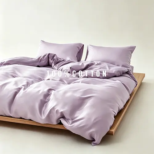 Andency 100% Cotton Duvet Cover Natural Set Breathable Solid Lightweight Soft 3 Pieces Bedding Set Includes1 Duvet Cover&2 Pillow Shams