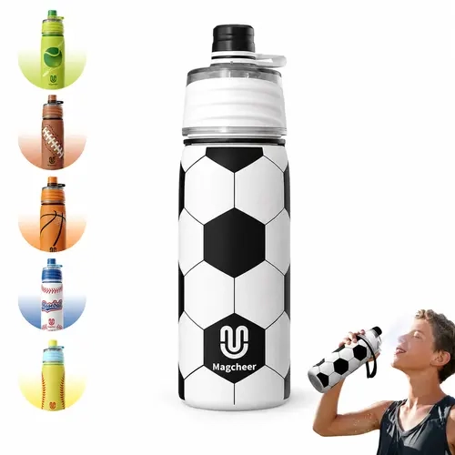 Magcheer 20 oz 2-in-1 Spray Steel Water Bottle - No-Leak Pull-Top Spout, BPA-Free Food-Grade Materials, Insulated Refillable Gym Bottle, Portable Drinkware for Practice, 3D Printing