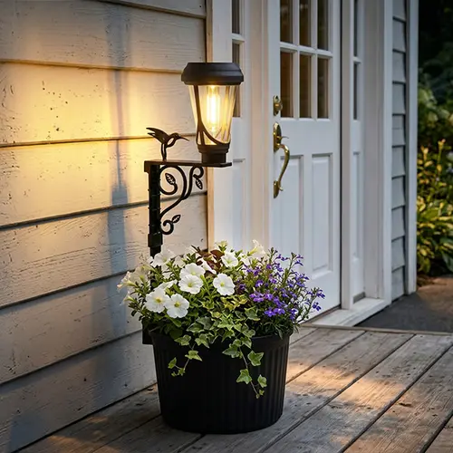 2-in-1 Solar Post Light with Planter, Waterproof Decorative Outdoor LED Flower Pot Light and Solar Post Lamp, Freestanding or Wall-Mounted for Lawn, Porch, Patio, Yard, Garden, Front Door & Pathway, Home Decor, Patio Decor, 1/2/4 Pcs, #sohochic