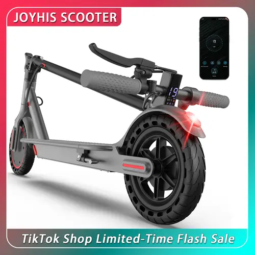 Foldable Adult Electric Scooter with 350W Motor – 19 mph Top Speed, 15 mi Range, 8.5” Honeycomb Solid Tires, Dual Brake System, Smart App & Multifunctional Alloy Frame, Eco-Friendly Commuting Scooter for Students & Daily Riders