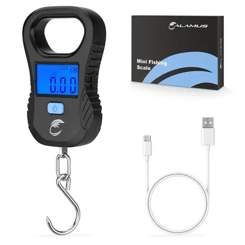 Lightweight Rechargeable Digital Fish Scale, 55lb Capacity, USB Charging, High Accuracy, Backlit LCD Display, lb/oz/kg Units, Fishing Gift for Men