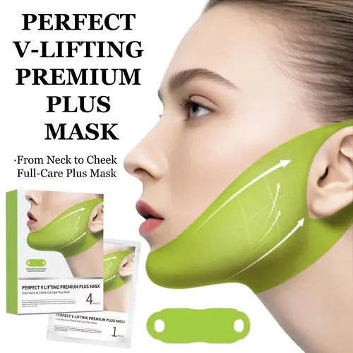 V-Shape Chin Lifting and Neck Firming Face Mask Set, 4 Pcs per Box, Double Chin Strap with Peptides, Collagen Lifting Hydrating Brightening Tightening Mask Kit, Chin Lifting And Neck Firming Face Masks, Collagen Lifting Face Masks,sohochic