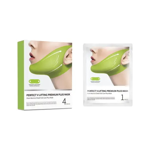 V-Shape Lifting Mask Set, 4 Pcs Chin Lift Masks per Box,Double Chin Strap with Peptides and Collagen, HydratingBrightening Tightening Mask Kit,sohochic