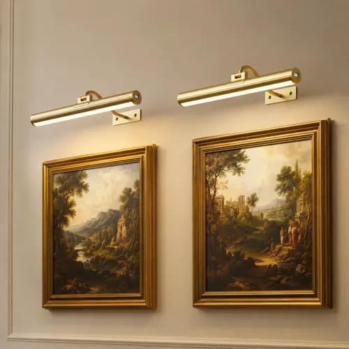 2-Pack Modern Slim LED Wall Sconce, 16in Gold Easy Install LED Picture Light, 6000mAh USB Rechargeable Dimmable Rotatable Wireless Lamp with Remote, Elegant Indoor Decorative Light for Gallery Art, Vanity Mirrors  #SohoChic