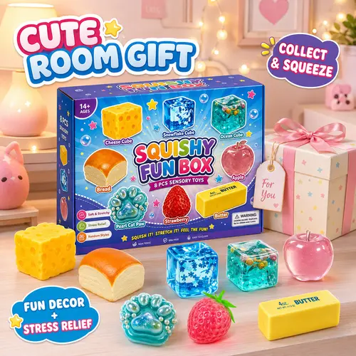 8-Piece Set Squishy ,Malt Sugar Stress Relief Fidget Toys, Sensory Bundle, Creative Slow-Return Squishy, Party Gift, 8 Different Styles