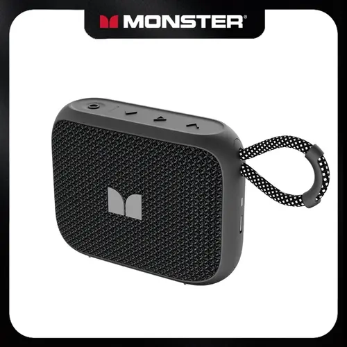 Monster S520 Compact Portable Bluetooth Audio Speaker, Deep Bass Wireless Waterproof Speaker with IPX7 Rating, Bluetooth 6.0, 16H Playtime, TWS Stereo Pairing, Hands-Free Calls for Beach, Camping