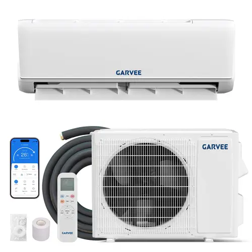 GARVEE Ductless Mini Split AC Unit - 9K/12K/18K/24K BTU Smart Home Cooling & Heating System, 19 SEER2 Energy Efficient 230V, WiFi & Alexa Compatible Quiet Room Aircon, WiFi Aircon Cooler for 1500 Sq.Ft Spaces