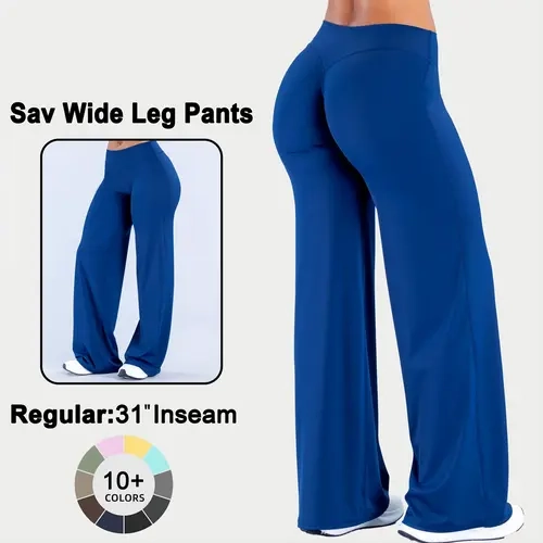 DEEFY Sav Wide Leg Pants High Waisted Flare Yoga Pants Wide Leg Trousers Tummy Control Butt Lifting Leggings Workout Gym Athletic Lounge Pants Women Spandex #BackToSchool