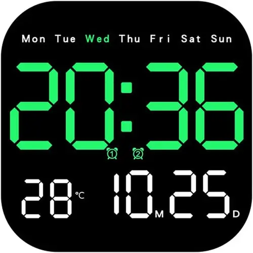 Multifunctional Large LED Digital Wall Clock - Indoor Home Supplies with Adjustable Dimmable Display, Remote Control, Alarm, Calendar, Temperature, Timer, Wall/Desktop Use for Room Decor, Living Room Decor,sohochic