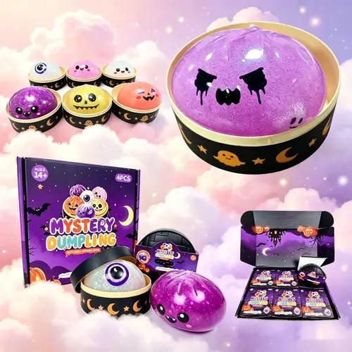 Halloween Ghost Dumpling Glitter Squeeze Toy Set, Spooky Stress Relief Squishy Fidget Toys, Portable Hand Decompression Toy, Halloween Party Favors Trick Treat Bag Fillers Holiday Gifts.#backtoschool#sohochic
