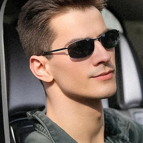SUNGAIT Y2K Trendy Retro Sunglasses for Men Polarized Durable Metal Frame vintage Small Rectangle Shades UV400 Protection Anti-Slip Temple Outdoor Glass SGT395