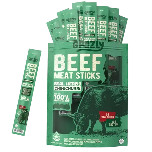 Grazly Chimichurri Beef Meat Sticks - 100% Grass Fed & Finished