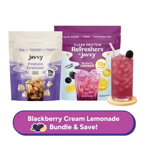 Javvy Blackberry Midnight Cream Lemonade TikTok Exclusive - Sweet Cream Collagen Coffee Creamer + Blackberry Lemonade Refresher Clear Whey Protein Drink Mix, No Added Sugar, Keto & Lactose Free, 20 Servings Each