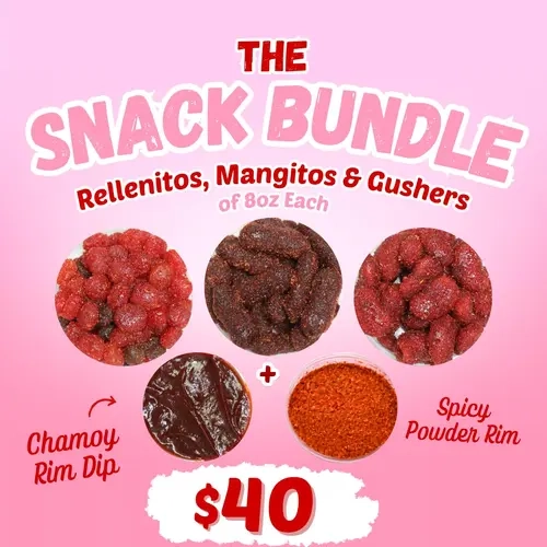 Mexican Candy Snack Bundle – 3 Pack 8oz Dulces Enchilados with Chamoy Rim Dip + FREE Spicy Chili Powder