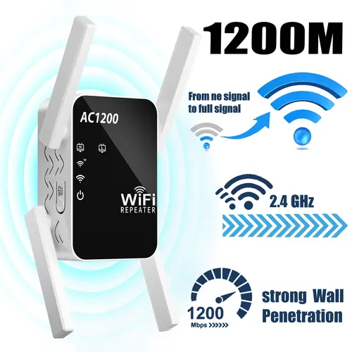WiFi Extender Signal Booster for Home, Long Range Wireless Internet Repeater with Ethernet Port - 1-Tap Setup Network Extender for Gaming, Eliminate Dead Zones & Buffering