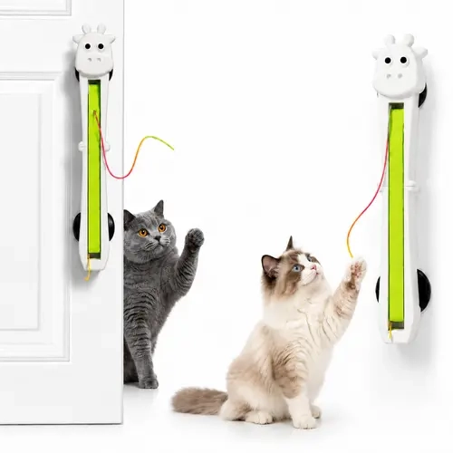 Kawiwi Automatic Motorized String Cat Toy, Wall-Mounted Electric Interactive Toy with 360° Rotation, 2 Speeds, No-Drill Mount, ABS Plastic Build, Universal Fit, Hands-Free Hunting, Exercise & Enrichment
