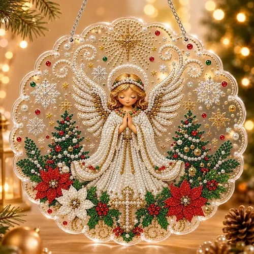 DIY 3D Pearl Bead Art Ornament Kit - (20*20cm/25*25cm/8*8cm), Festive Decoration for Tree & Window, Relaxing Holiday Craft Activity, Handmade Gift Idea, Room Decorations, Christmas and Halloween