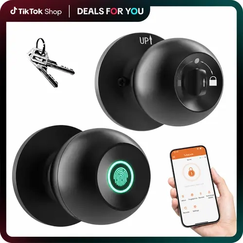 [10 Months Battery Life]EUERTE Silent Fingerprint Smart Door Knob, Biometric Keyless Entry Lock with APP Remote Control,Auto Lock 3 Modes,Smart Security Lock for Bedroom,Apartment,Garage,Office & Home Indoor Rooms,deals for you day homedecor, Batteries, 3
