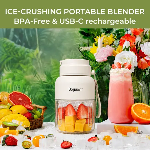 BOYUEVI Portable USB-Rechargeable Blender Cup - 2-in-1 Ice Crusher & Squeezer, 950Ml + 550Ml Combo, Durable & Reusable 1350ml Total USB Smoothie Maker, Convenient Transport Kitchen Appliance with Flexible Drinking Solutions for Travel, Gym sohochic