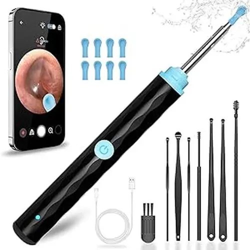 Ear Wax Removal, Ear Cleaner with Camera with 1080P, Ear Wax Removal Tool with 6 LED Light, Ear Wax Removal Kit with 8 Ear Pick, Ear Camera for iPhone, iPad, Android Phones